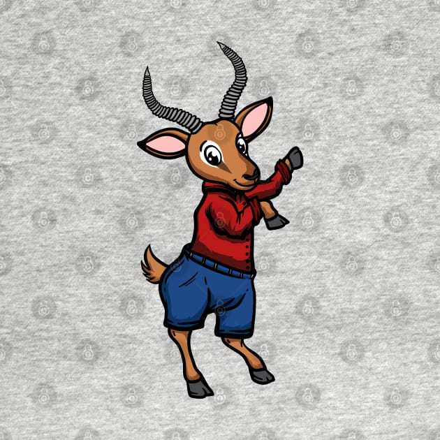 Cute Anthropomorphic Human-like Cartoon Character Impala in Clothes by Sticker Steve